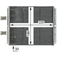 Heat exchanger interior alu 220 mm - 199 mm MAHLE for e.g. IVECO DAILY