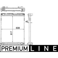 Radiator engine cooling fins soldered 817 mm - 608 mm MAHLE for e.g. MAN TGM