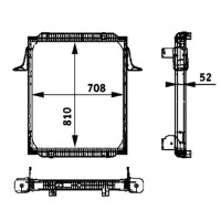 Radiator engine cooling fins brazed 810 mm - 708 mm MAHLE for RENAULT TRUCKS