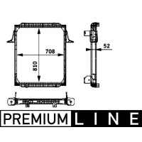 Radiator engine cooling fins brazed 810 mm - 708 mm MAHLE for RENAULT TRUCKS