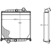 Radiator engine cooling fins brazed 560 mm - 558 mm MAHLE for VOLVO FLC