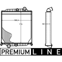 Radiator engine cooling fins brazed 709 mm - 558 mm MAHLE for e.g. VOLVO FL