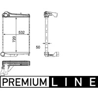 Intercooler fins soldered alu 720 mm - 532 mm MAHLE for e.g. RENAULT TRUCKS