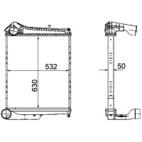 Intercooler cooling fins soldered alu 532 mm - 630 mm MAHLE for RENAULT TRUCKS