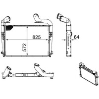 Intercooler cooling fins soldered alu 825 mm - 572 mm MAHLE for e.g. SCANIA P I