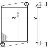 Ladeluftkühler Kühlrippen gelötet Aluminium 908 mm - 565 mm MAHLE für VOLVO B7