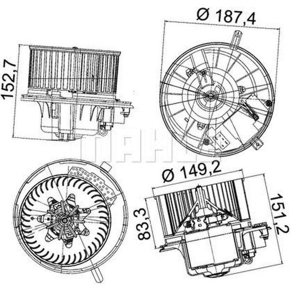 Interior blower with integrated controller MAHLE for VW GOLF V (1K1)