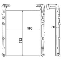 Intercooler fins soldered alu 792 mm - 593 mm MAHLE for e.g. RENAULT TRUCKS