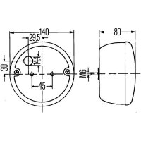 Rückleuchte links mit Bremslicht 12 V Glühlampen-Technologie P21W HELLA für KRONE