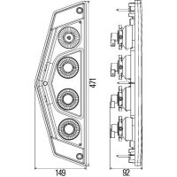 Rückleuchte links mit Bremslicht 12 V mit Hybridtechnologie PY21W HELLA