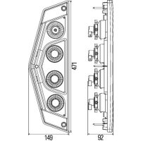 Rückleuchte links mit Bremslicht 12 V mit Hybridtechnologie PY21W HELLA