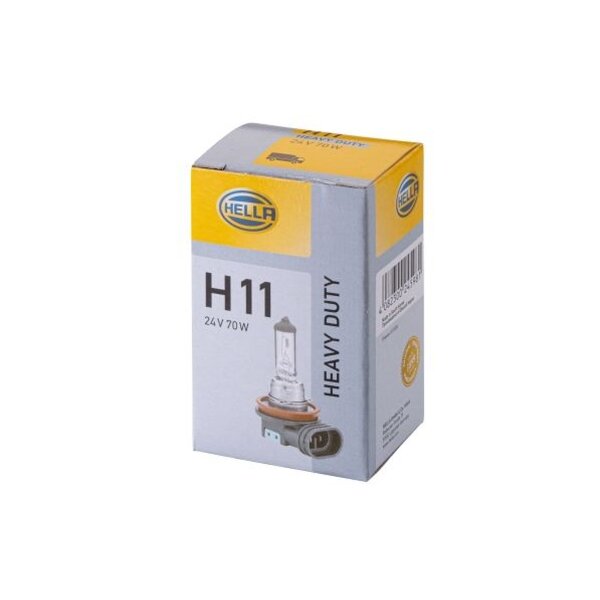 Bulb 24 V 70 W H11 halogen PGJ19-2 crystal clear HELLA HEAVY DUTY