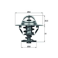Thermostat coolant temp 76 °C with gasket MAHLE for...