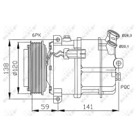 Klimakompressor 12 V Ø 120 mm PXV16 NRF für u.a. OPEL SIGNUM