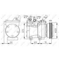 Klimakompressor 12 V Ø 122 mm HS15 NRF für u.a. HYUNDAI ELANTRA
