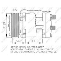 Klimakompressor für optimierte Verbrennung 12 V Ø 119 mm SD7H15 NRF