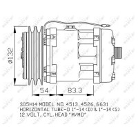 Klimakompressor 12 V Ø 132 mm SD5H14 NRF für u.a. NEW HOLLAND TN-A