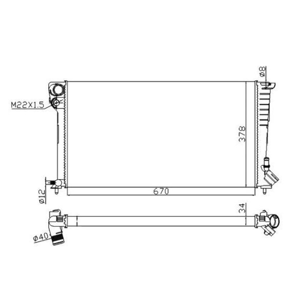 Radiator Engine cooling fins 670 - 378 mm alu NRF for e.g. CITROËN BERLINGO