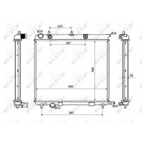 Radiator engine cooling 396 - 380 mm alu NRF for e.g. CITROËN C3