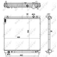 Kühler Motorkühlung Kühlrippen gelötet 680 - 594 mm Alu NRF für u.a. INFINITI