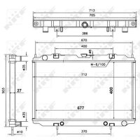 Radiator engine cooling fins brazed 677 - 400 mm alu NRF for e.g. NISSAN MAXIMA