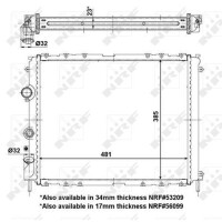 Radiator engine cooling fins brazed 481 - 386 mm alu NRF for e.g. RENAULT CLIO