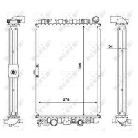 Radiator engine cooling cooling fins soldered 470 - 306 mm aluminium NRF for VW