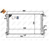 Radiator engine cooling 599 - 354 mm alu NRF for e.g. FORD FOCUS