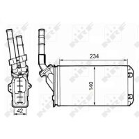 Wärmetauscher Innenraumheizung Kühlrippen 236 mm - 138 mm NRF für CITROËN AX