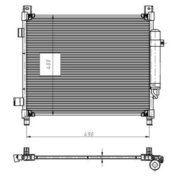 Air conditioning condenser with sealing ring NRF fits NISSAN NOTE