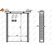 Heat exchanger for interior heating 215 mm - 148 mm NRF for e.g. RENAULT MEGANE