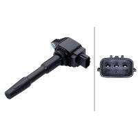 Ignition Coil screwed plug shaft ignition coil 3-pole HELLA for DACIA DUSTER