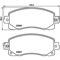 Brake pad set with wear warning 16.9 mm HELLA for SUBARU...