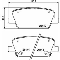 Brake pad set discs with wear warning 16 mm HELLA for...