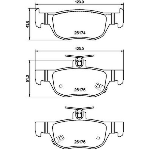 Brake pad set with wear warning contact 14.4 mm HELLA for e.g. MAZDA CX-30