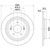 2 Brake Discs full Ø 69 mm 10 mm HELLA suitable for e.g. HYUNDAI KONA