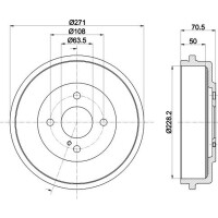 2 Bremstrommeln Ø 271 mm Ø 13,8 mm HELLA für u.a. FORD B-MAX