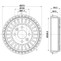 2 Bremstrommeln Ø 273 mm Ø 13,7 mm HELLA für u.a. RENAULT CLIO