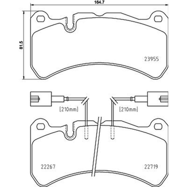Brake pad set with wear warning contact 16.2 mm HELLA for e.g. ALFA ROMEO