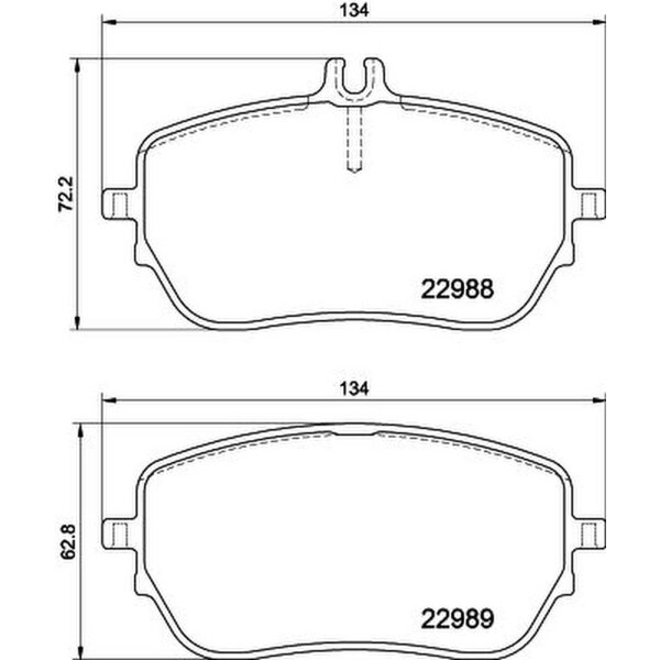 Brake pad set discs with wear warning 19 mm HELLA for e.g. MB A-KLASSE