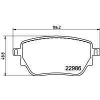 Brake pad set without wear warning 17.3 mm HELLA for e.g....