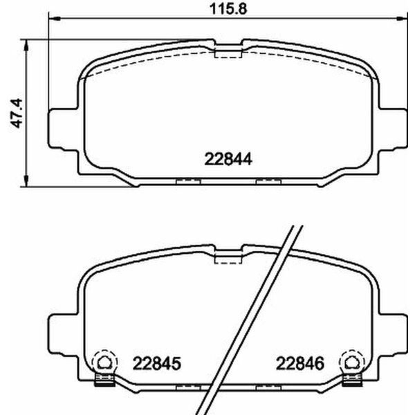 Brake pad set discs with wear warning 17.5 mm HELLA for JEEP COMPASS