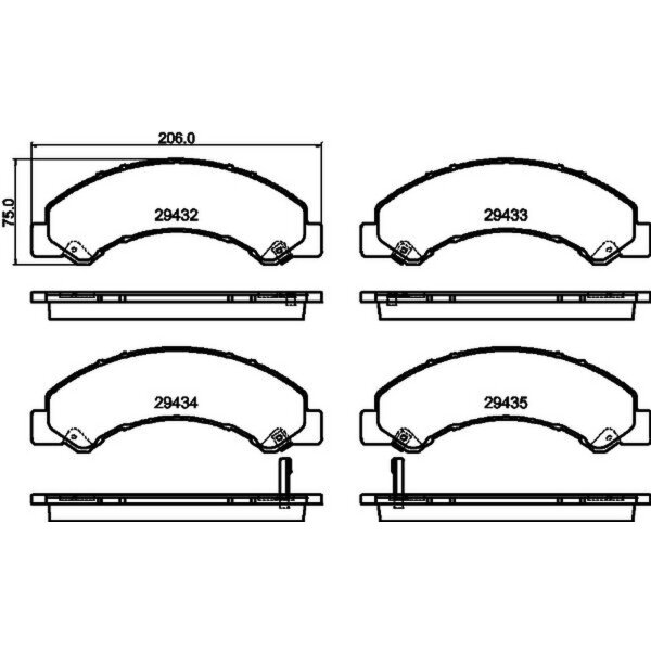 Brake pad set discs with wear warning 20.4 mm HELLA for e.g. ISUZU N