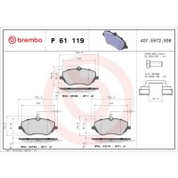 Brake pad set disc brake 18 mm BREMBO for FORD PUMA and...