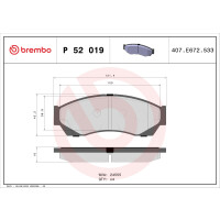 Brake pad set disc brake 16 mm BREMBO for e.g. ROVER...