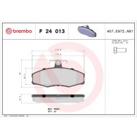 Brake pad set disc brake 18 mm BREMBO for FORD SIERRA and...