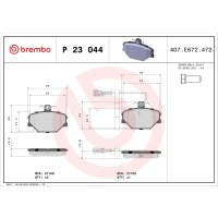 Brake pad set disc brake 17 mm BREMBO for FIAT TIPO and...