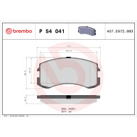 Brake pad set disc brake 16 mm BREMBO for e.g. MITSUBISHI...