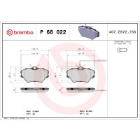 Bremsbelagsatz Scheibenbremse 18 mm BREMBO für...
