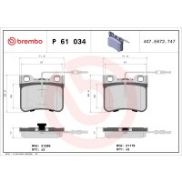 Bremsbelagsatz Scheibenbremse 17 mm BREMBO für u.a....